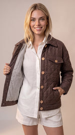 Afbeelding in Gallery-weergave laden, Quilted linen jacket Cocoa
