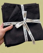 Load image into Gallery viewer, Black 100% Linen Napkins (Set of 4) – 45x45 cm
