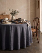 Load image into Gallery viewer, 100% Linen Tablecloth – Graphite colour, Round 218D

