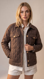 Afbeelding in Gallery-weergave laden, Quilted linen jacket Cocoa

