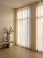 Load image into Gallery viewer, Natural linen sheer tulle in Coconut white colour - 1 panel
