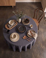 Load image into Gallery viewer, 100% Linen Tablecloth – Graphite colour, Round 218D
