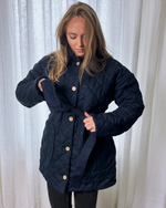 Afbeelding in Gallery-weergave laden, Multiseason linen quilted jacket in Dark Night colour
