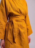 Afbeelding in Gallery-weergave laden, Linen short kimono - Safran colour
