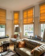 Afbeelding in Gallery-weergave laden, Linen Roman Blinds in Yellow straw colour
