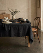 Load image into Gallery viewer, Tablecloth from soft linen in Black
