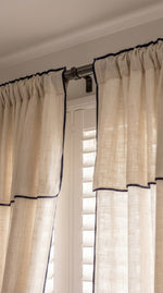 Load image into Gallery viewer, Natural linen sheer tulle with contrast piping - 1 panel
