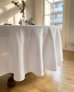 Load image into Gallery viewer, 100% Linen Tablecloth – White colour, Round 218D
