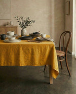 Load image into Gallery viewer, Tablecloth from soft linen in Safran
