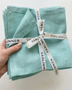Load image into Gallery viewer, Turquoise 100% Linen Napkins (Set of 4) – Soft European Flax Linen, 45x45 cm
