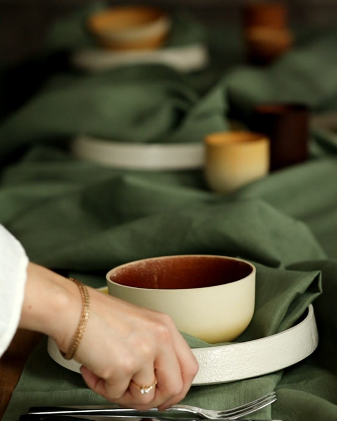 Tablecloth from olive linen