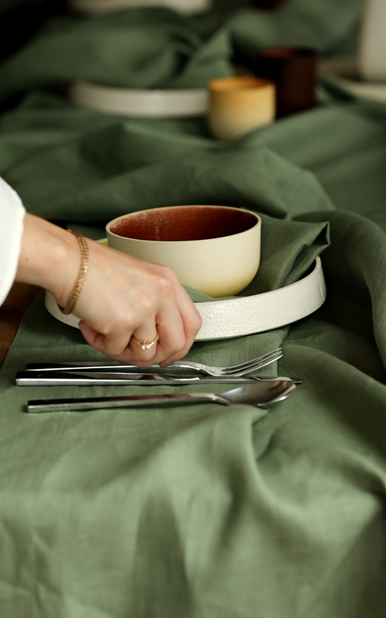 Tablecloth from olive linen