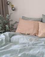 Load image into Gallery viewer, Turquoise bedding set from soft linen
