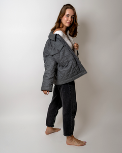 Quilted linen jacket in Graphite