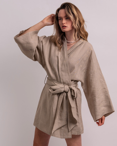 Linnen kimono-jurk Sage