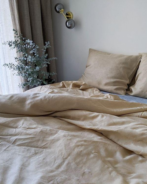 Beige bedding set from soft linen