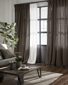Chestnut linen curtains, thick drapes - 1 panel