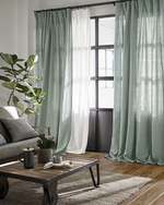 Load image into Gallery viewer, Turquoise linen curtains, sheer drapes - 1 panel
