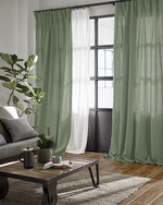 Afbeelding in Gallery-weergave laden, Olive linen curtains, sheer drapes - 1 panel
