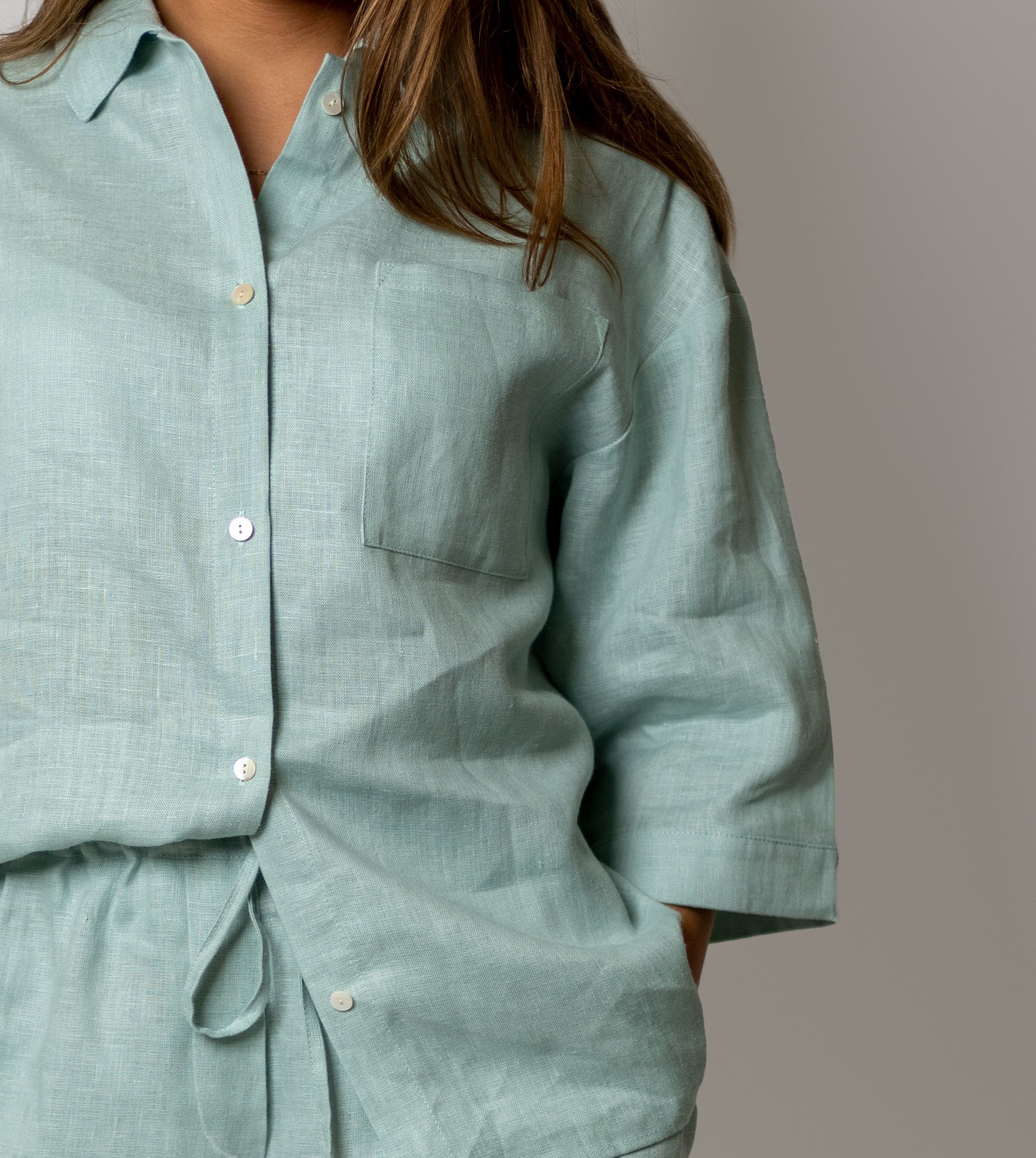 Linen oversize beach set Mango in Turquoise