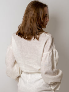 Linen Boho blouse in white