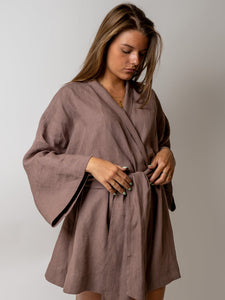 Linen short kimono - multiple colours