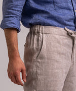 Load image into Gallery viewer, Linen trousers for men in natural linen colour

