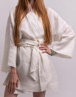 Afbeelding in Gallery-weergave laden, Linnen kimono-jurk Sage
