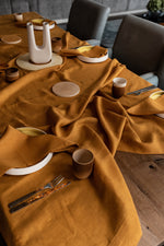 Load image into Gallery viewer, Tablecloth from soft linen in Safran
