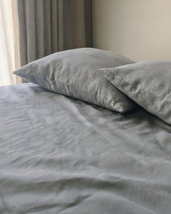 Dusty blue linen pillow case