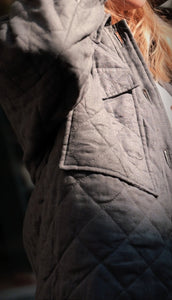 Quilted linen jacket in Graphite