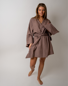 Linnen kimono-jurk Sage