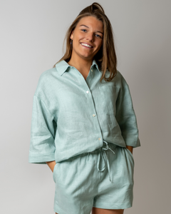 Linen oversize beach set Mango in Turquoise