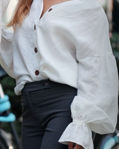 Linen Boho blouse in white