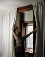 Load image into Gallery viewer, White linen curtains, thick drapes - 1 panel
