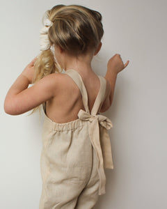 Linen pants with straps unisex in Beige