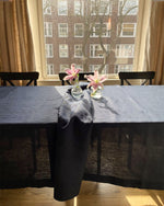 Load image into Gallery viewer, Tablecloth from dark blue soft linen
