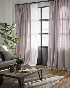 Lilac natural linen curtains, sheer drapes - 1 panel