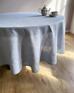 Afbeelding in Gallery-weergave laden, Round tablecloth from dusty blue linen
