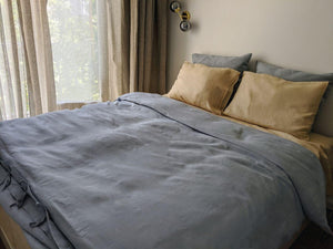 Dusty blue bedding set from soft linen
