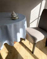 Load image into Gallery viewer, Round tablecloth from dusty blue linen
