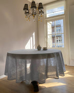 Load image into Gallery viewer, Round tablecloth from dusty blue linen
