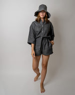 Load image into Gallery viewer, Linen oversize beach set Mango in Graphite
