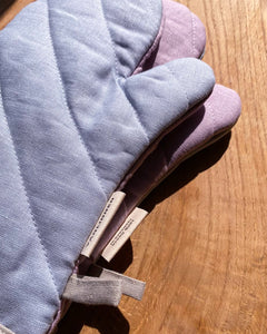 Linen oven mittens in Dusty blue & Lilac 1 pcs.