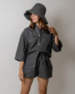 Load image into Gallery viewer, Linen oversize beach set Mango in Graphite
