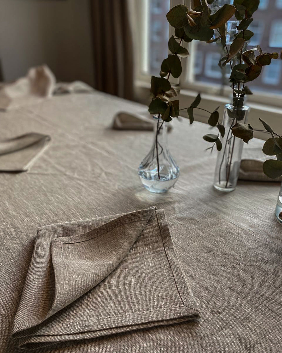 Tablecloth from rough natural linen