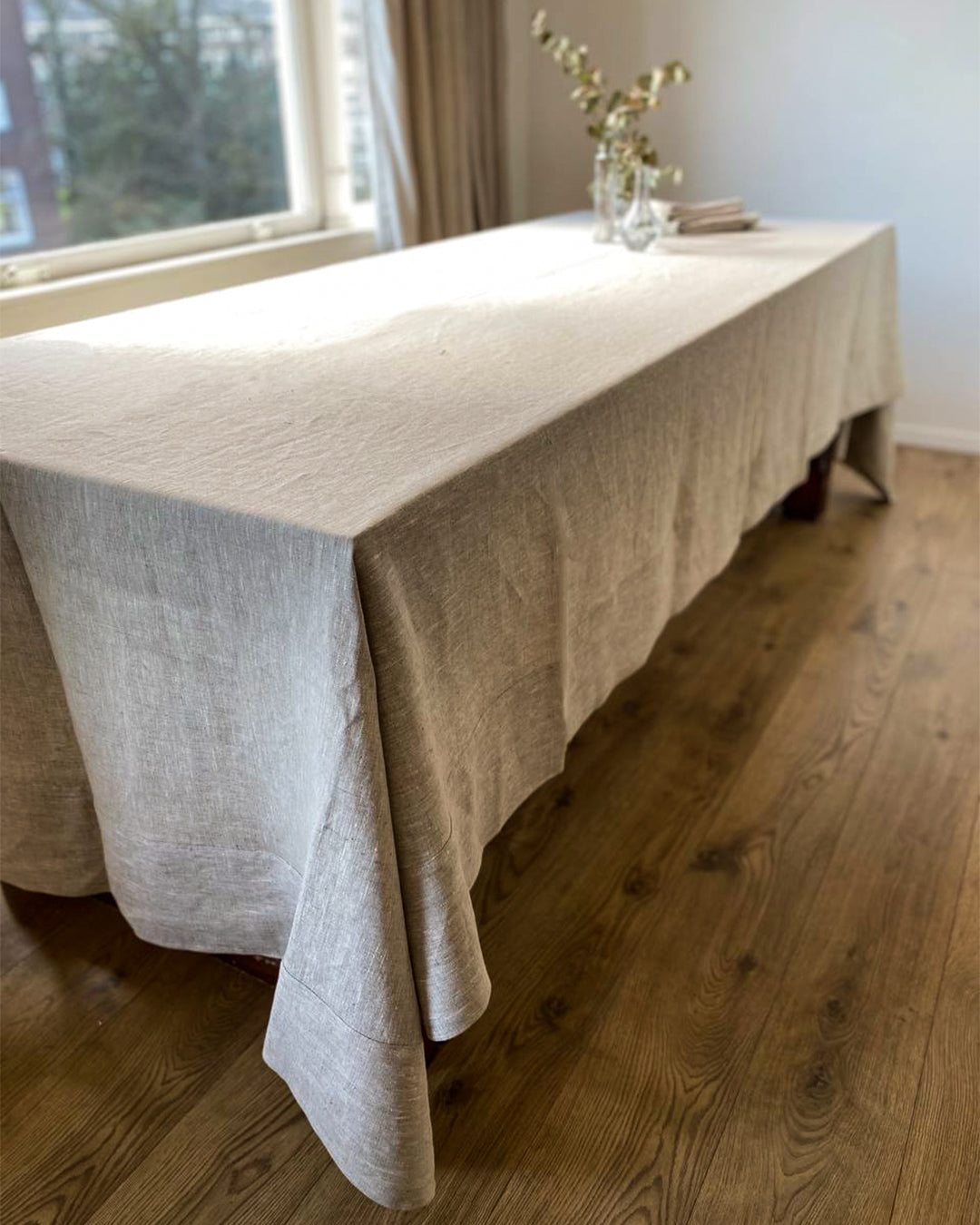 Tablecloth from rough natural linen