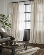 Load image into Gallery viewer, Natural light grey linen with white dots, thick drapes - 1 panel
