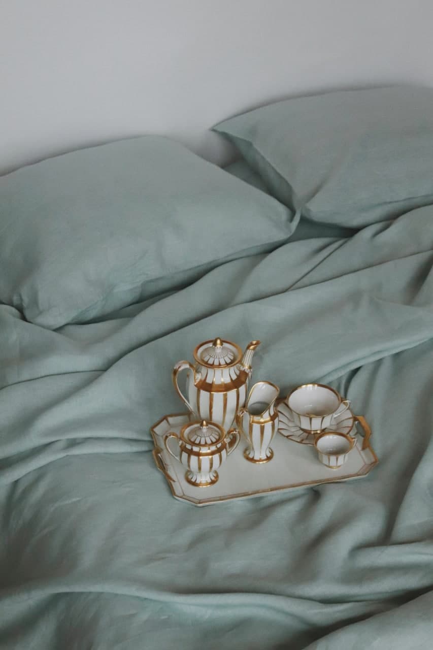 Turquoise bedding set from soft linen