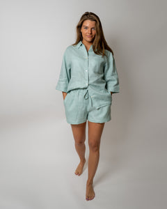 Linen oversize beach set Mango in Turquoise